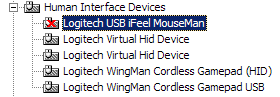 Human Interface Devices - iFeel MouseMan disabled