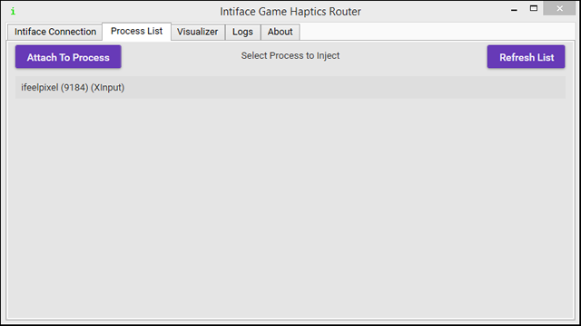 Intiface Game Haptics Router Process List