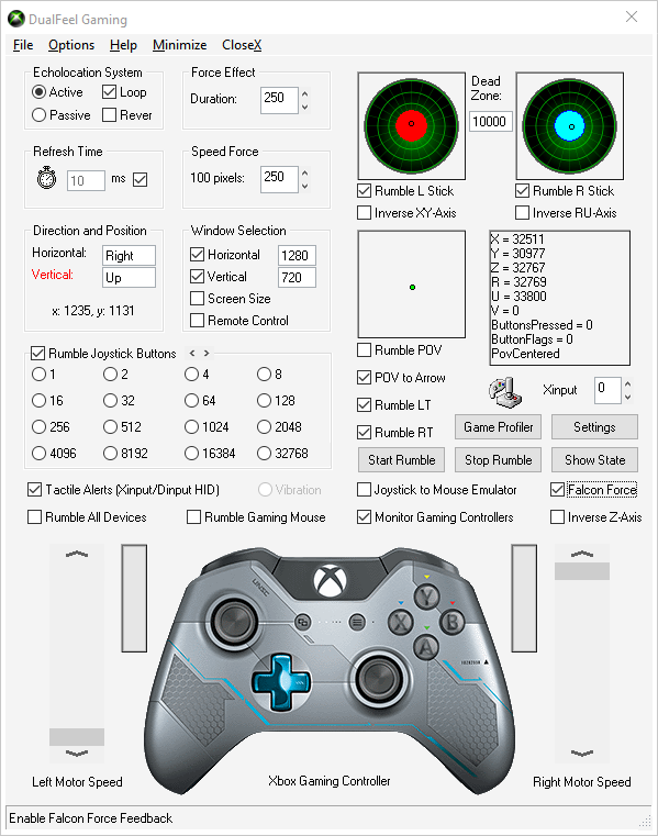 Tactile Alerts on Xinput Devices (TONAR Joystick Data) 