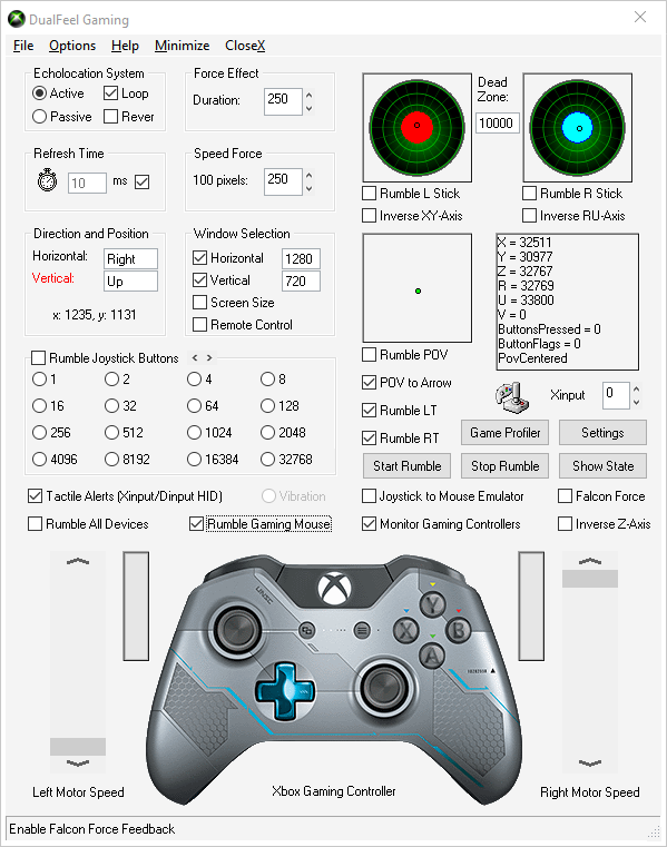 Tactile Alerts on Xinput Devices (TONAR Joystick Data) 