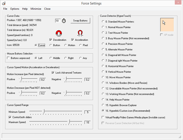 Force Settings Buttons Selection