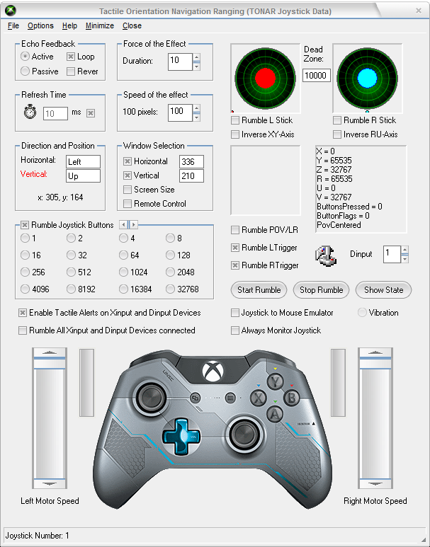 Tactile Alerts on Xinput Devices (TONAR Joystick Data) 