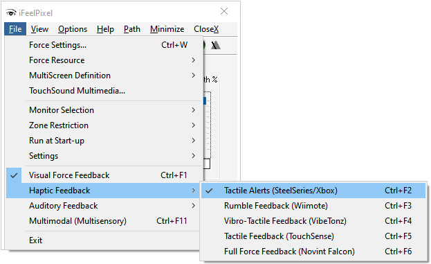 Haptic Feedback Menu