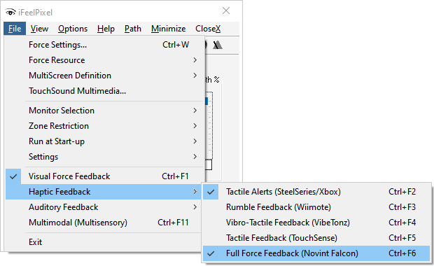 Haptic Feedback Menu