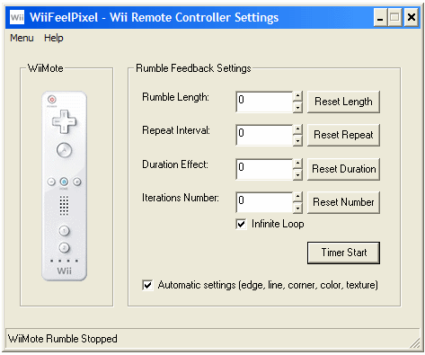 WiiFeelPixel Options: wiimote settings