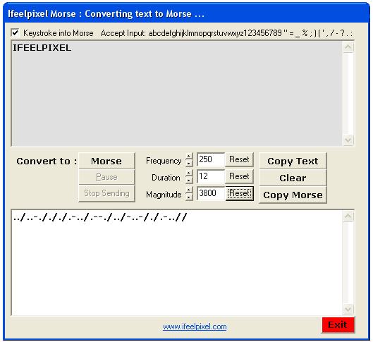 iFeelPixel Morse : Converting text to Morse...