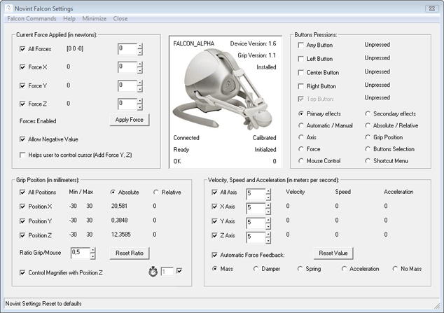 Novint settings