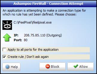 firewall alert when activating iFeelPixel software